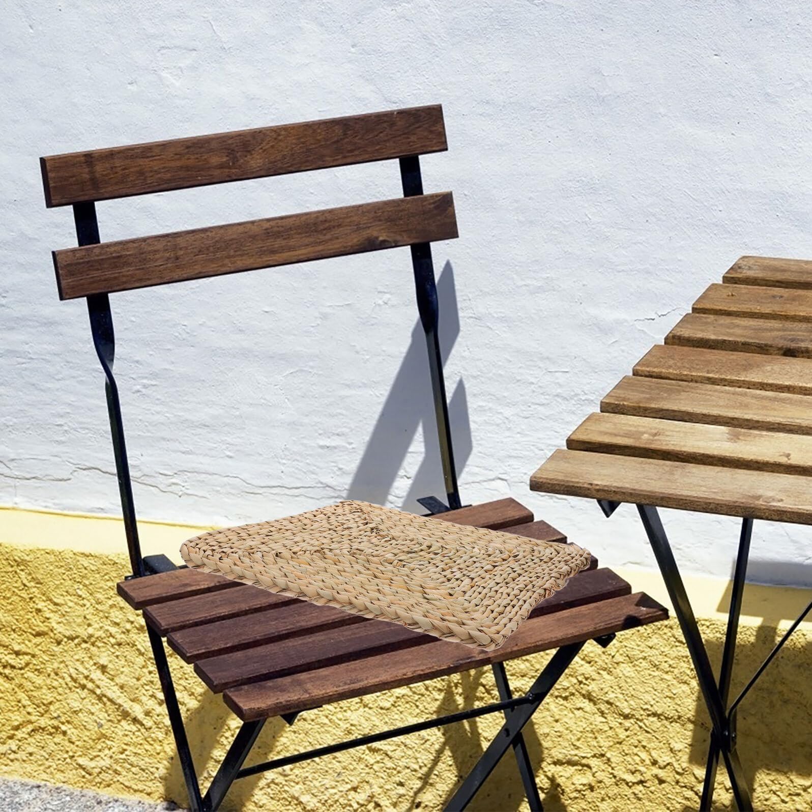 Cuscino Quadrato Intrecciato in Paglia per Yoga Tocco Confortevole e Lavorazione di Adatto per Sala da Pranzo e Uso Domestico