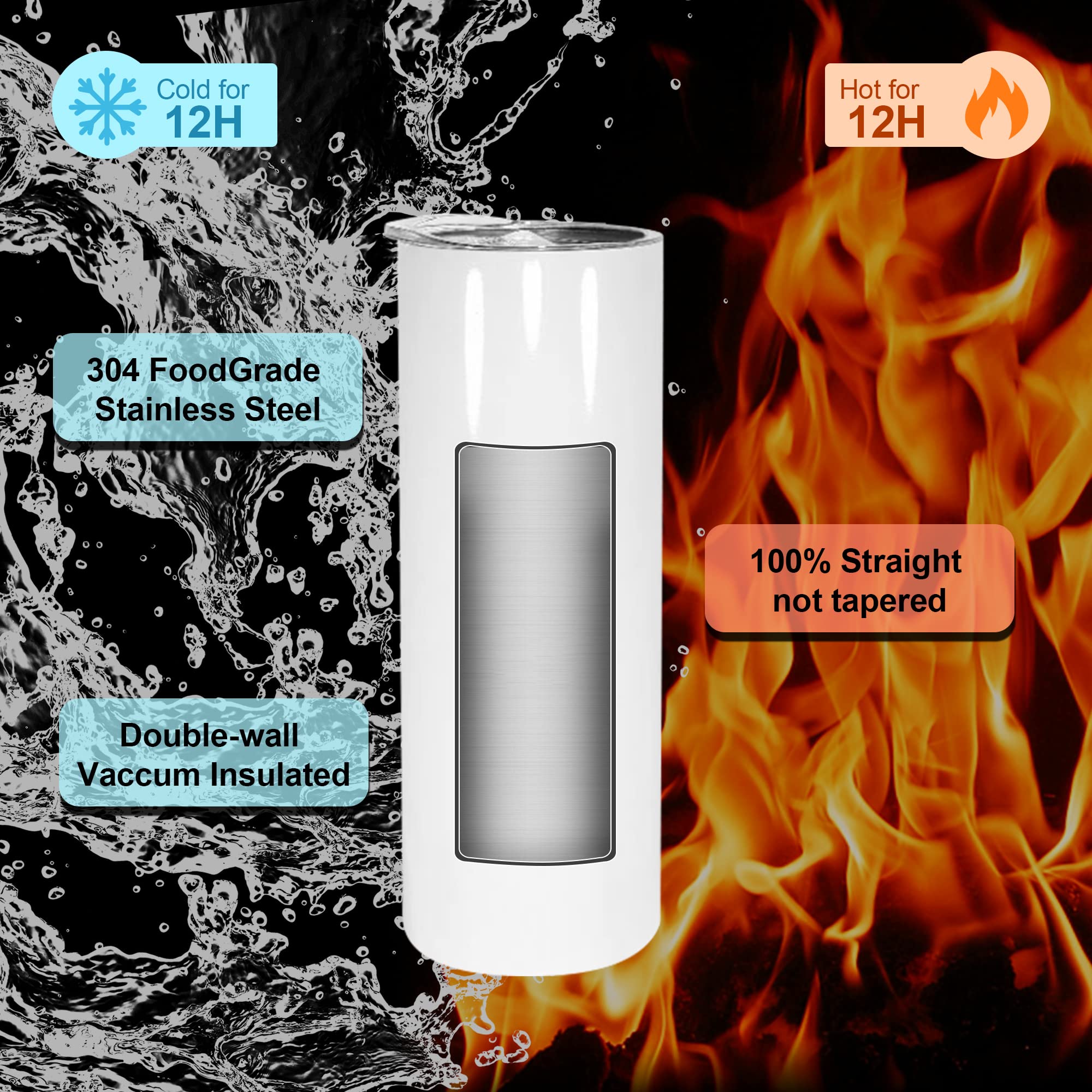 Amazon.com | AGH Sublimation Tumblers Set of 25 Pack-20OZ Sublimation  Blanks Straight Cup,Double Wall Vacuum Insulated Sublimation Tumblers with  Straw,Polymer Coating for Heat Transfer: Tumblers & Water Glasses