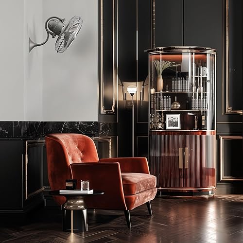 Miniatura 2 de Matthews LL-BN Laura - Ventilador de pared para exteriores de 16 pulgadas con control remoto, 3 aspas de metal con jaula de seguridad, níquel Níquel