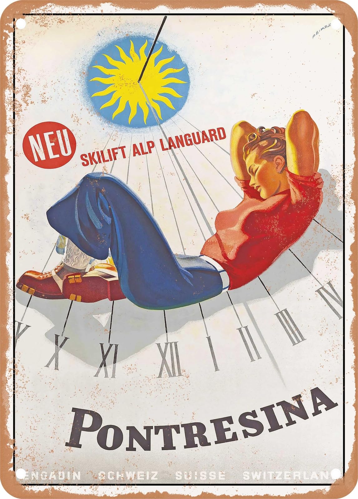 Miaomansenstore Metal Sign - 1943 Pontresina Vintage Ad Home Decor