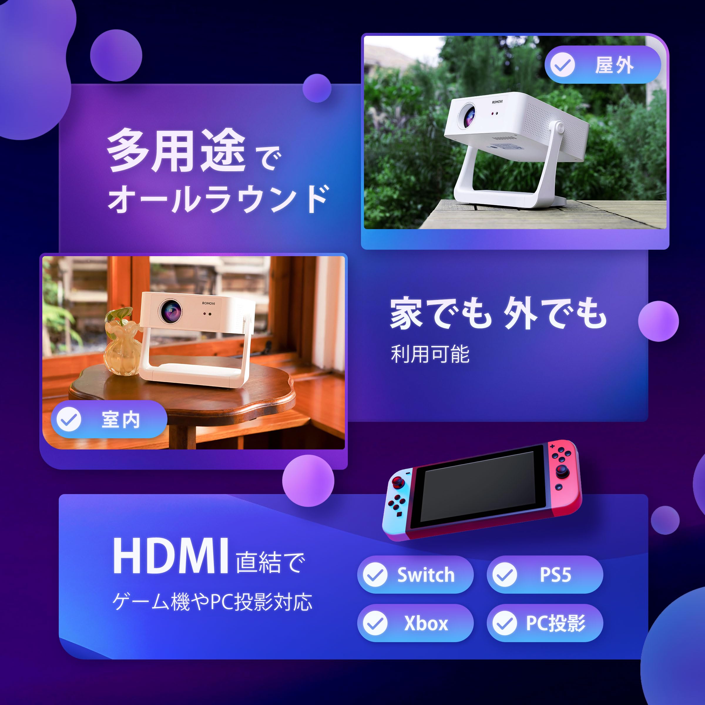 Amazon.co.jp: プロジェクター、正規Netflix対応、 ROMOVI L3 家庭用