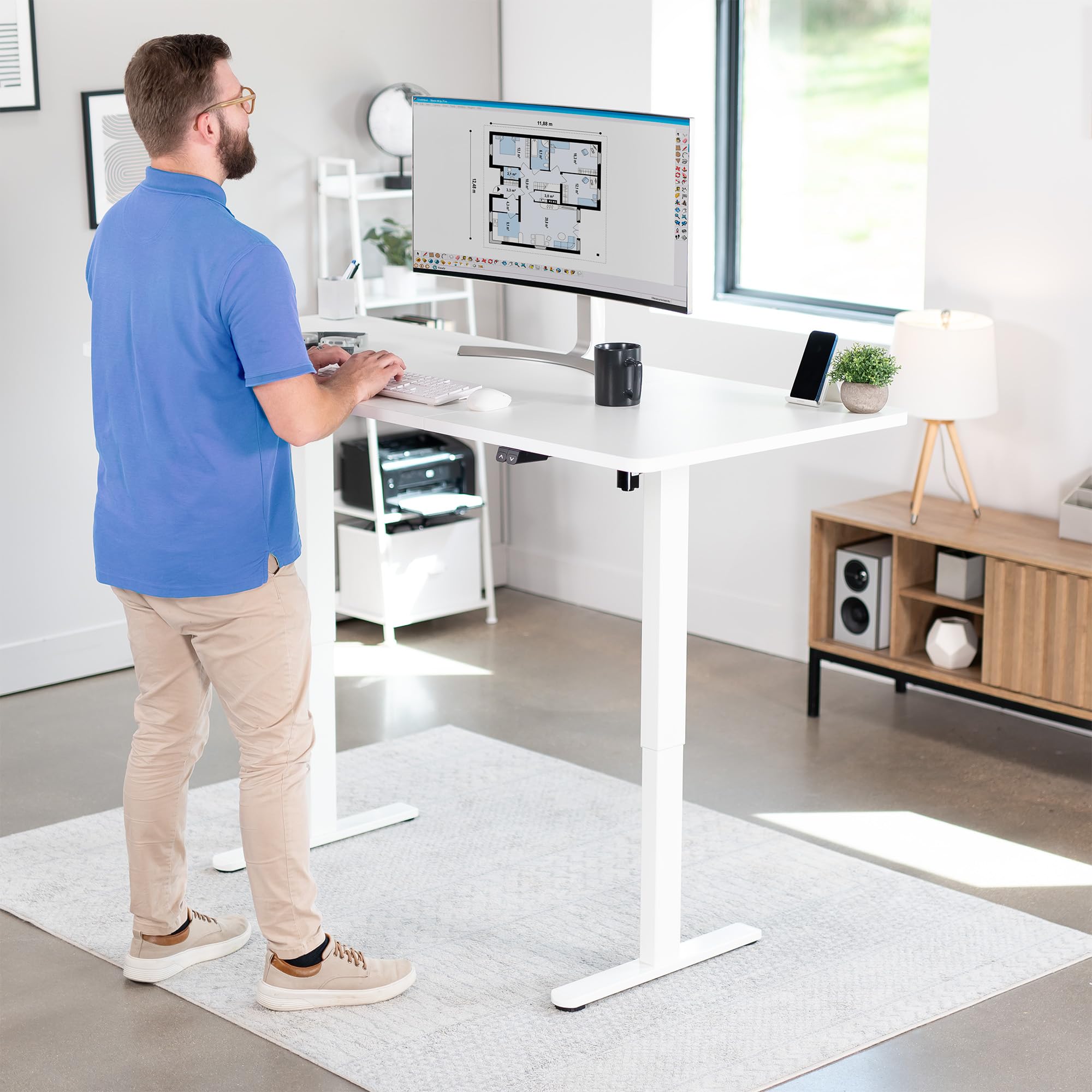 VIVO Electric 71 x 30 inch Stand Up Desk Height Adjustable White Top White Frame Home and Office — view 2