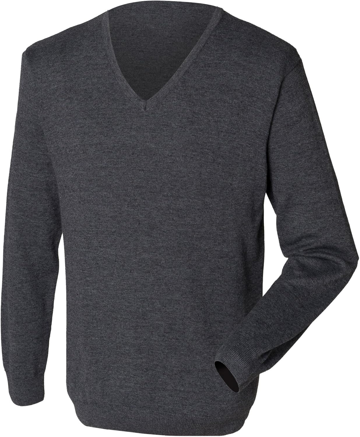 Henbury Mens 12 Gauge Fine Knit V-Neck Jumper/Sweatshirt (XXXL) (Grey Marl)