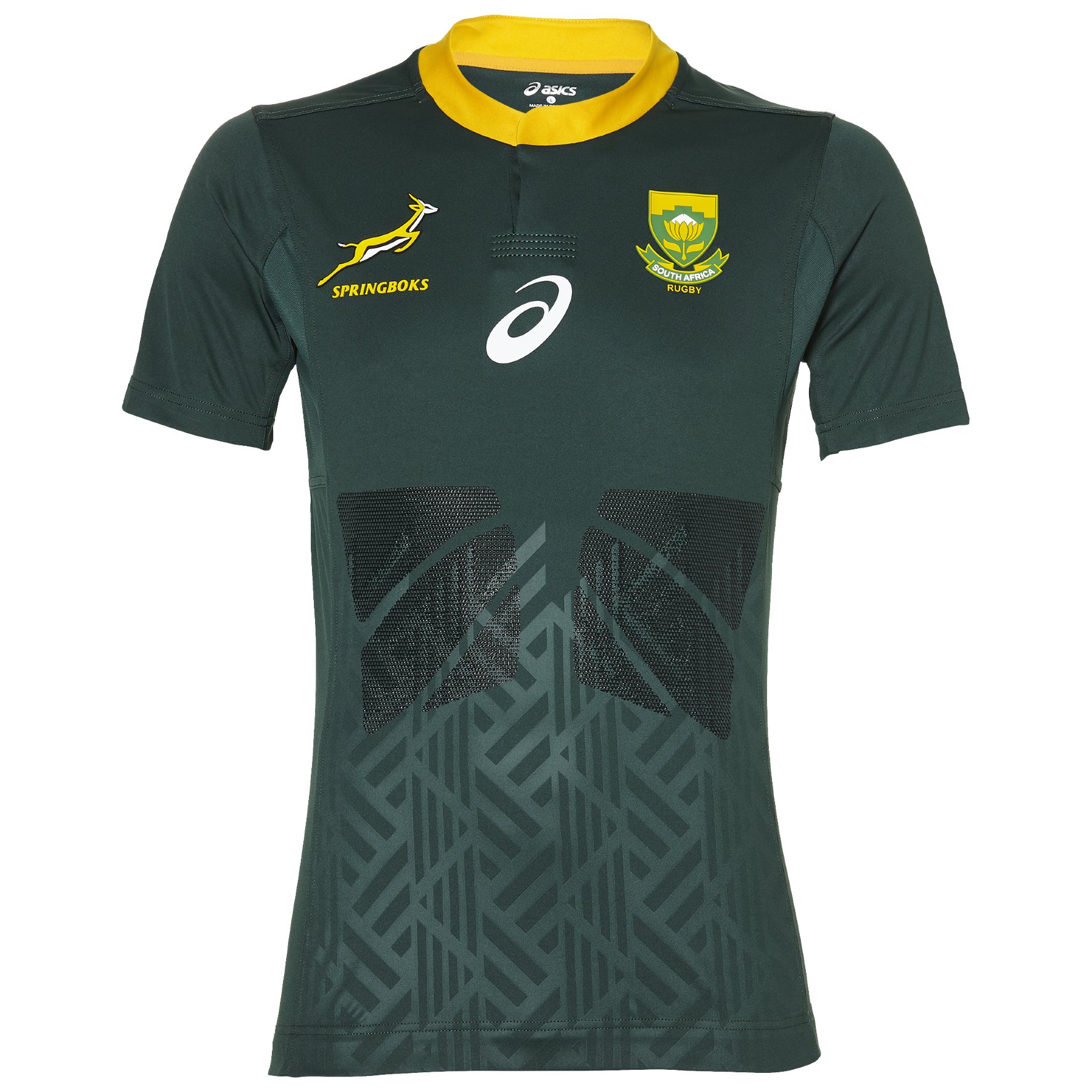 Asics South Africa Springboks Home Rugby Shirt 2018-19 - Green and gold