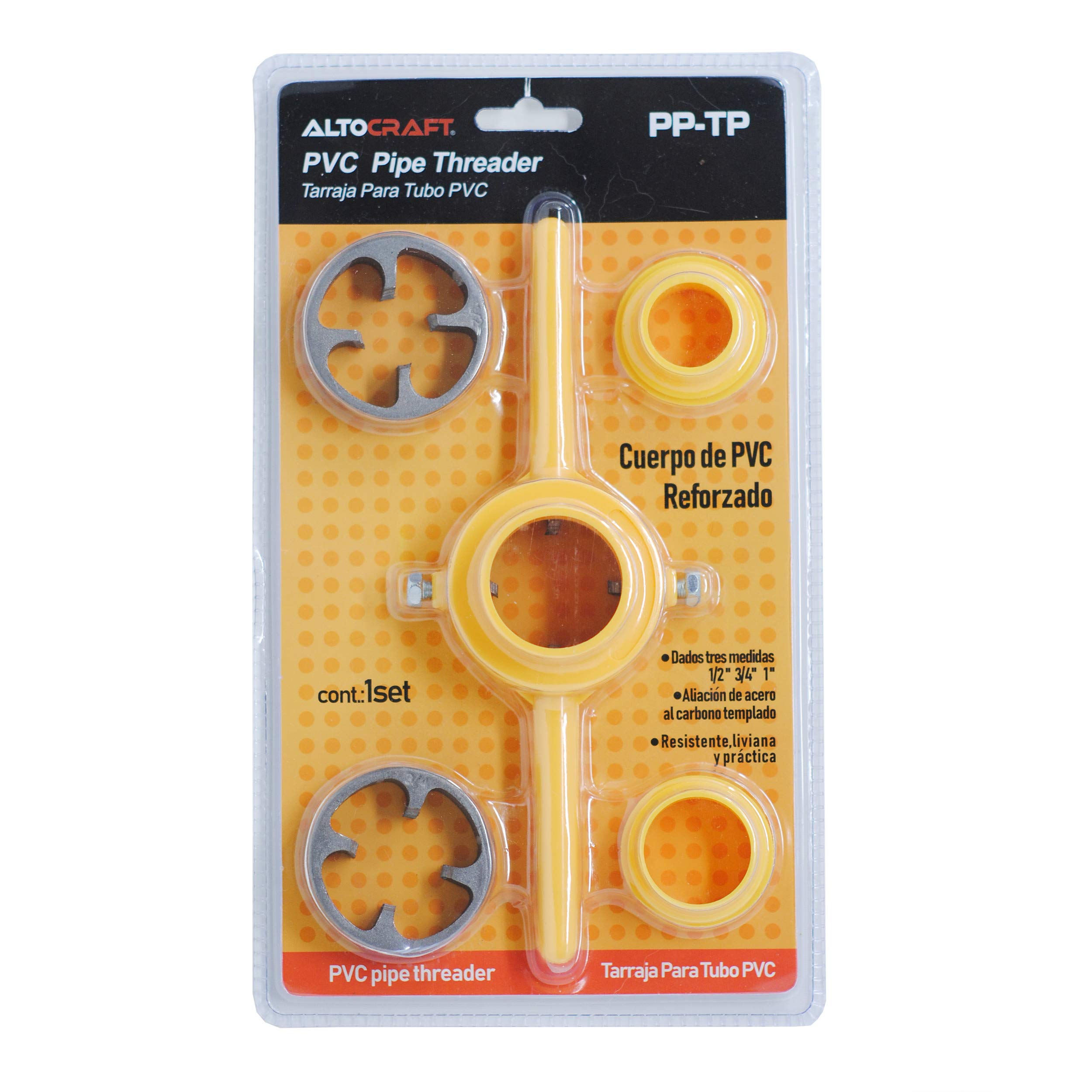 Altocraft Ratchet Pipe Threader Kit Set with 3 Dies—1/2”, 3/4", & 1