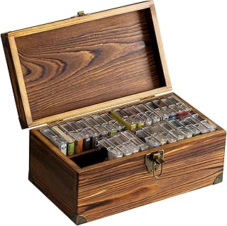 MyGift Rustic Dark Brown Wood Retro Audio Cassette Tape Storage Box with Antique Brass Tone Metal Latch and Brackets, 4 Compartments Hold up to 32 Tapes