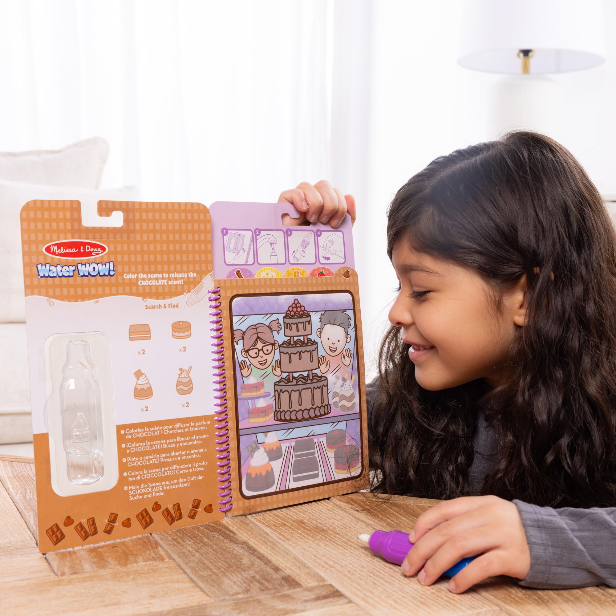 Melissa & Doug - Water Wow! Scented! Cukierki: tablica i długopis wielokrotnego użytku, 5 stron wielokrotnego użytku Magic Water do malowania wodą - 6074517 - Rzemiosło dla dzieci, prezent dla dzieci