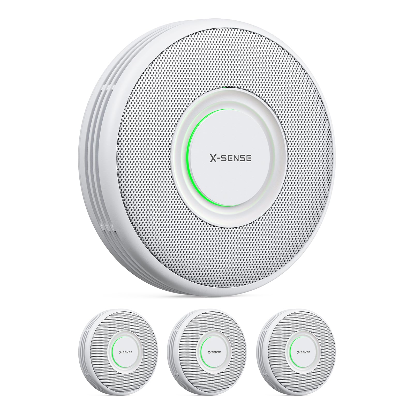 X-Sense Rauchmelder mit 10-Jahres-Batterie, Deutscher Sprachalarm mit Standortangabe (17 Orte), große Testtaste, Standby ohne Blinklicht, XS0B-SN, 3 Stück