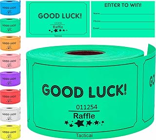 Tacticai 250 Raffle Tickets, Green (1 of 8 Colors), Raffle Cards, Entry Form with Name, Phone & Email for Events, Fundraiser & Prizes