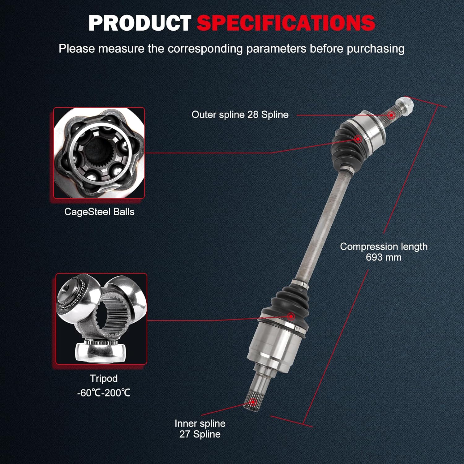 cciyu Front Left CV Axle Shaft Assembly for Honda Civic 2016-2021 L4 1.5L 44306TBCA51 HO-8545 NCV36062