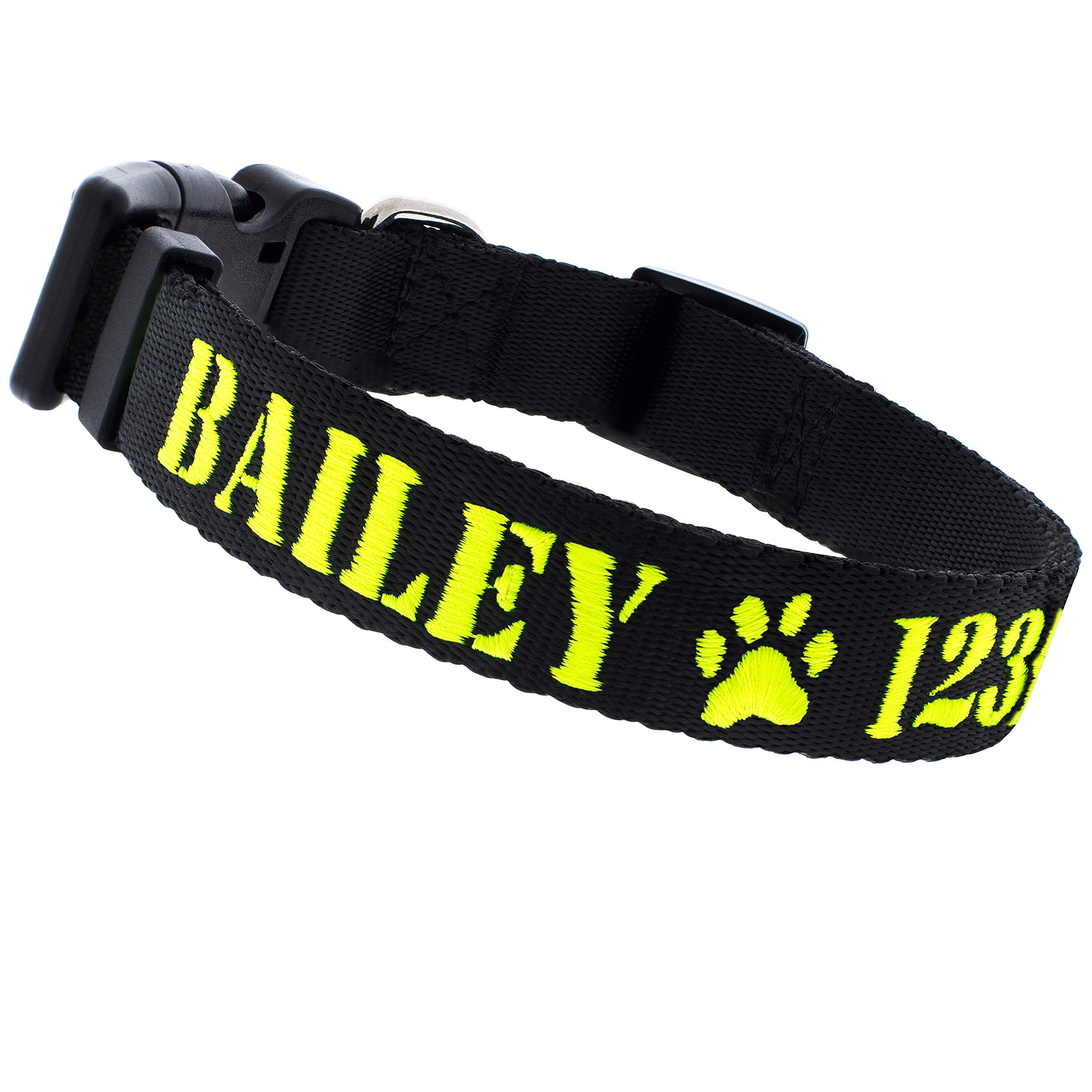 Embroidered Dog Collars Personalized, Custom Collar w Text and Phone Number | 3 Adjustable Sizes - 8 Colors | - Safe&Secure Pet Collars with ID, Pet