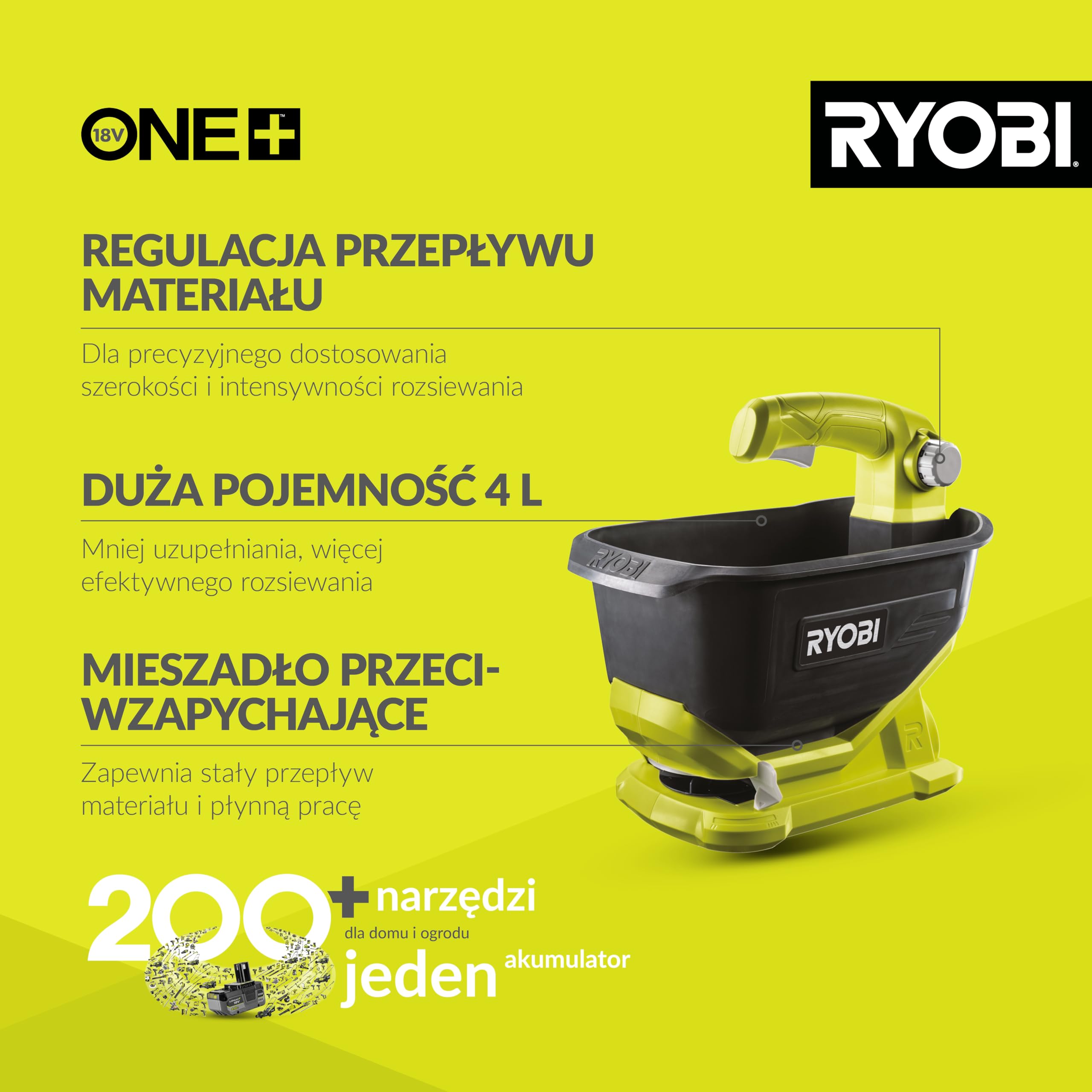 Ryobi Siewnik 18V OSS1800, Wersja bez Akumulatora i Ładowarki