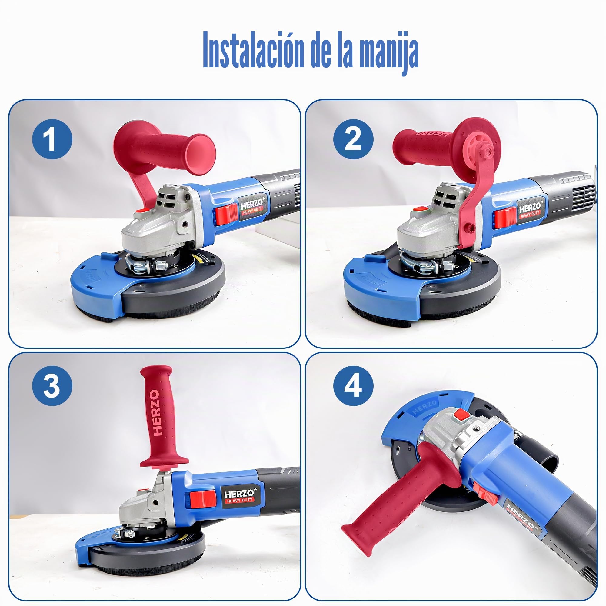 Amoladora Angular,HERZO Lijadora de Hormigón 1400W,Juego de trituradora de hormigón 125mm, 6 niveles de velocidad, campana de extracción (125mm)