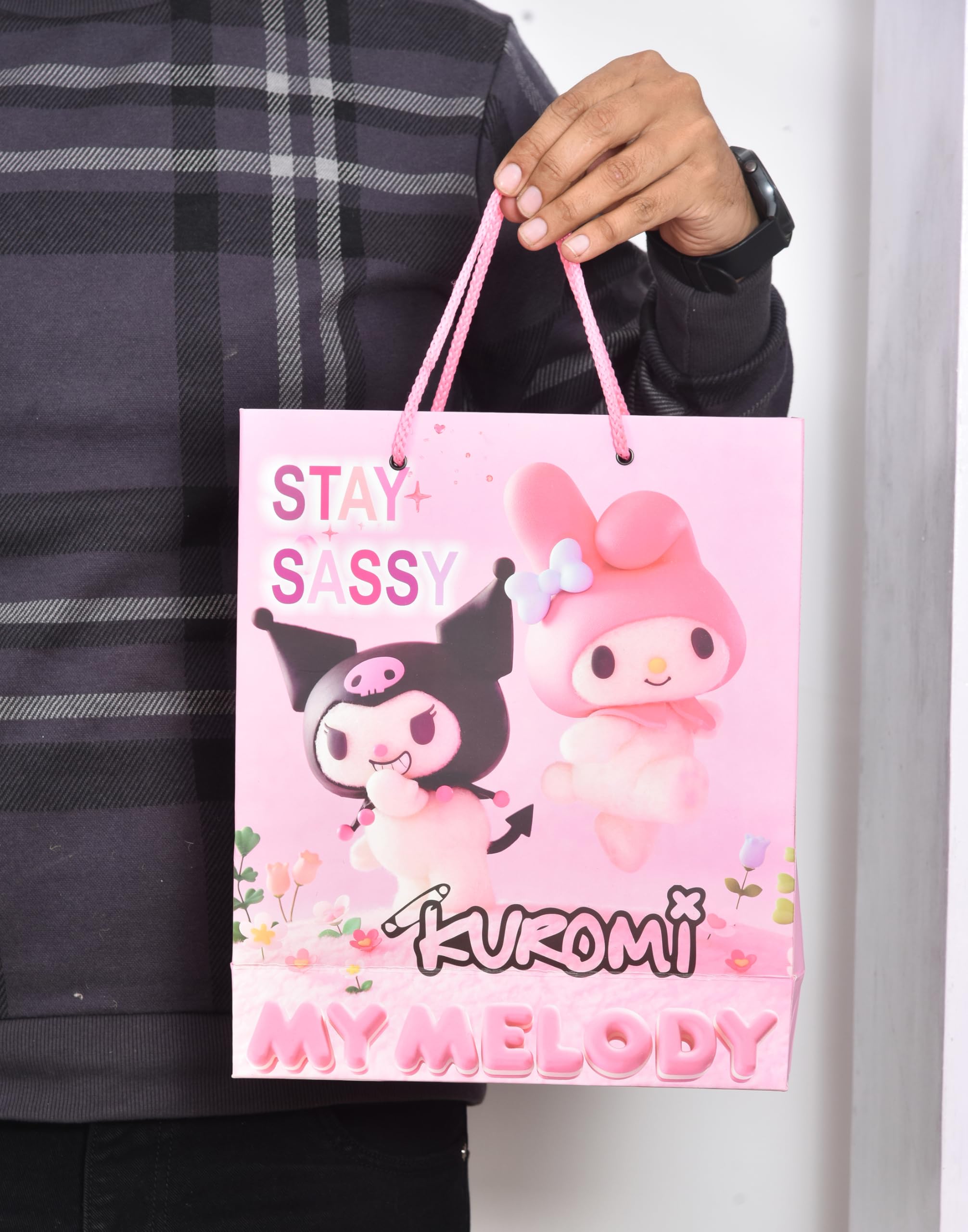 PPJ ® -HAPPY BIRTHDAY STAY SASSY THEME PARTY (30 Pcs.) PAPER CARRY BAG, 10 Inch X 12 Inch X 4 Inch RETURN GIFT/HAPPY BIRTHDAY/RETURN GIFTS/GIFTS/GIFT BAGS/GIFT COVERS (Pack of 30)