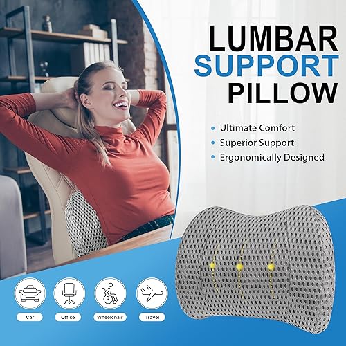 Miniatura 114 de Almohada de apoyo lumbar para automóvil, almohada lumbar de espuma viscoelástica para aliviar el dolor de espalda baja - Cojín de espalda para Negro