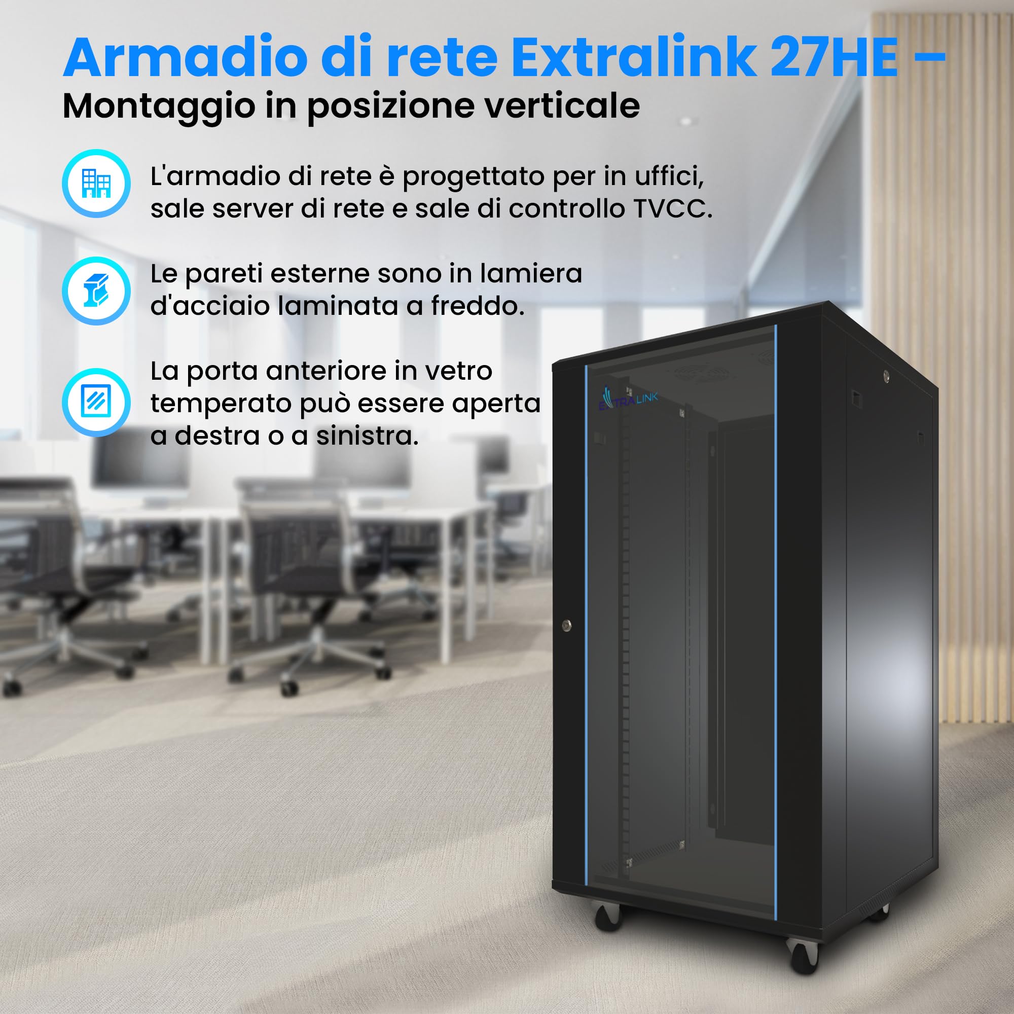 Armadio di rete da 19 pullici 27 U 600x600 pannelli laterali rimovibili autoassemblati Armadio rack 19 pollici per UPS Switch vetro temperato nero Armadio rack per server
