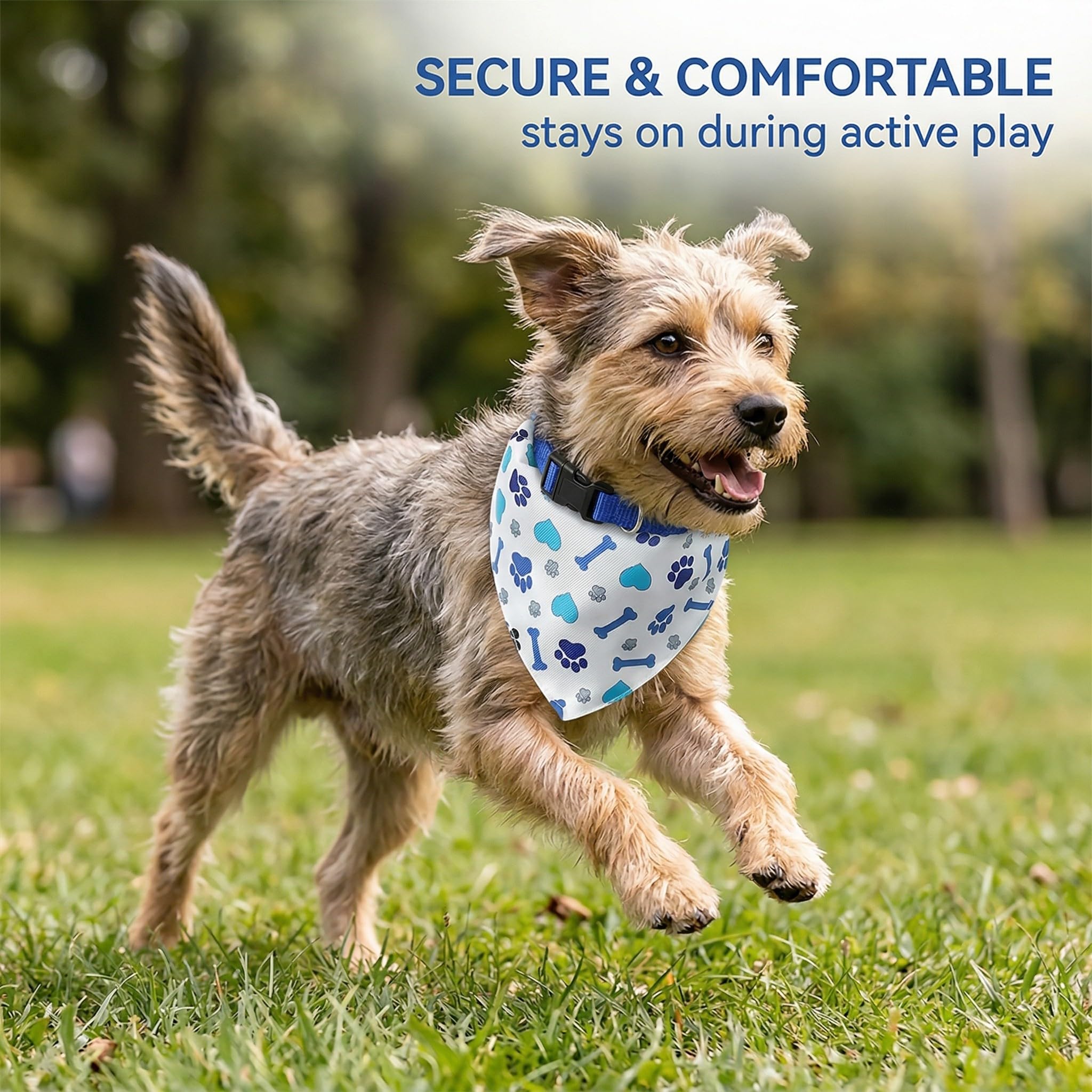 Bandana Triangolare per Cani Piccoli Medi con Motivo Osso Cuore Poliestere