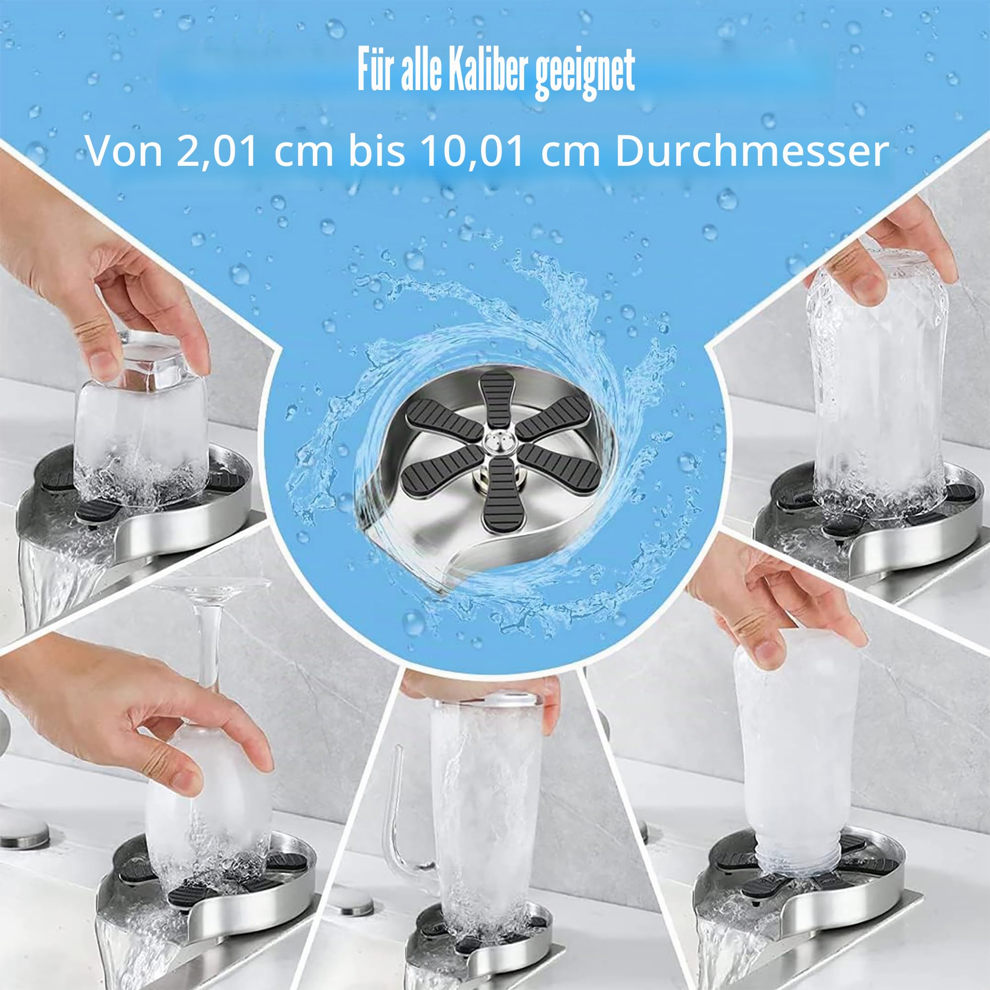 Glass Rinser, GläSer SpüLer, FlaschenspüLer, GlasspüLer, GlasspüLer FüR SpüLbecken, Cupwash, Cup Washer, Geeignet FüR KüChenspüLe, Bar, Haushaltseinbau-GläSerspüLer