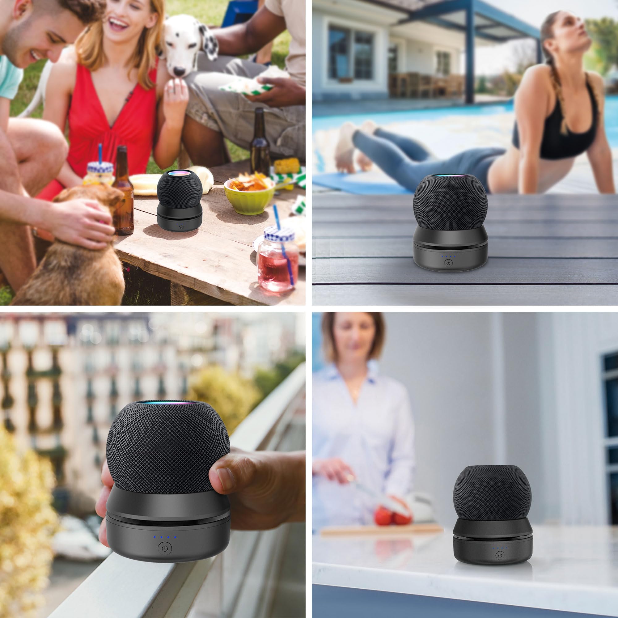 PlusAcc Akumulator kompatybilny z HomePod Mini – stojak na baterie, Home Pod Mini, akcesoria, stacja akumulatorowa z wbudowanym zarządzaniem kablami (bez urządzeń), czarny
