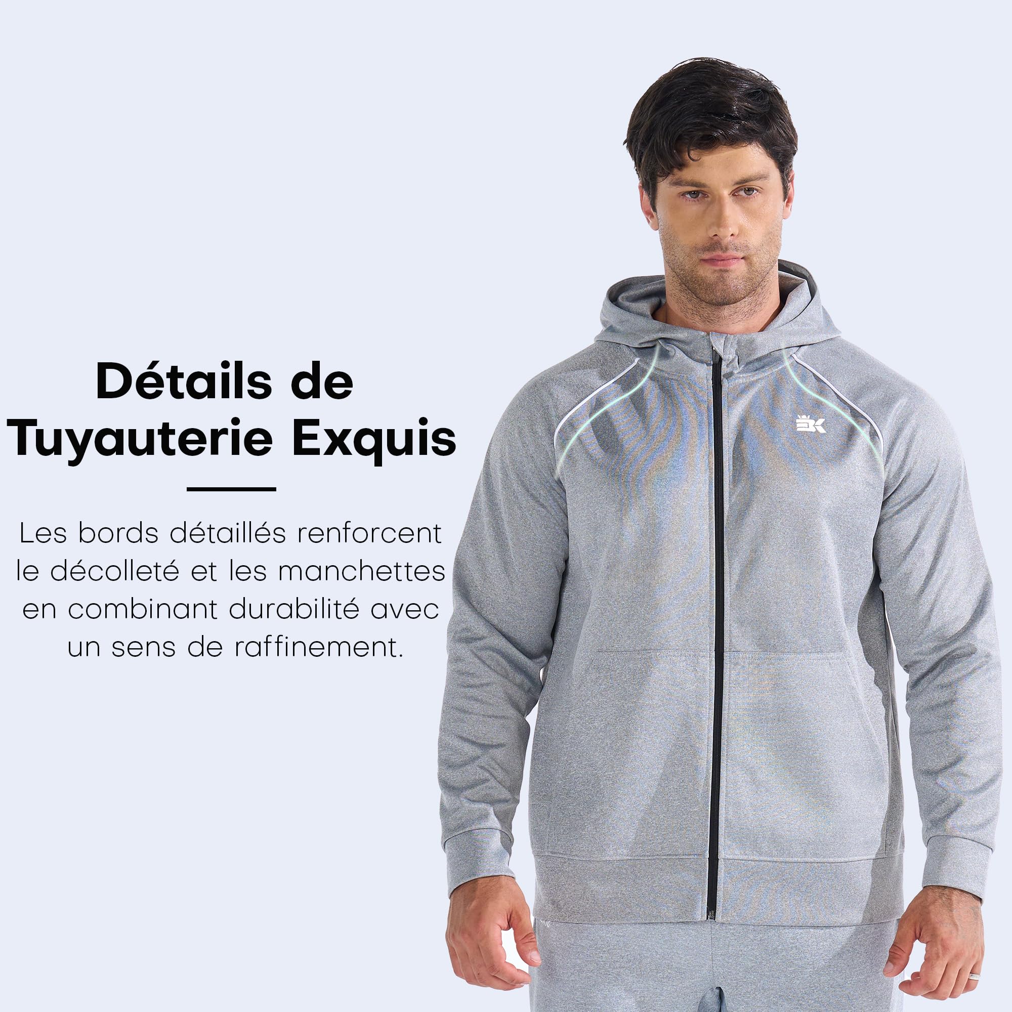 BROKIG Zipplat - Felpa con cappuccio, da uomo, con cappuccio, con cerniera, casual, invernale, con cerniera, per sport, abbigliamento casual