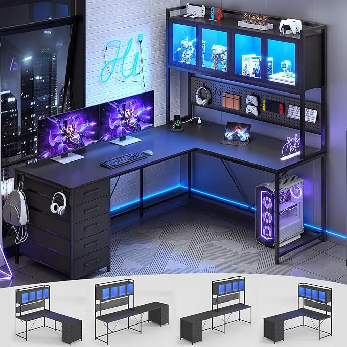 SEDETA L Shaped Gaming Desk with Drawers