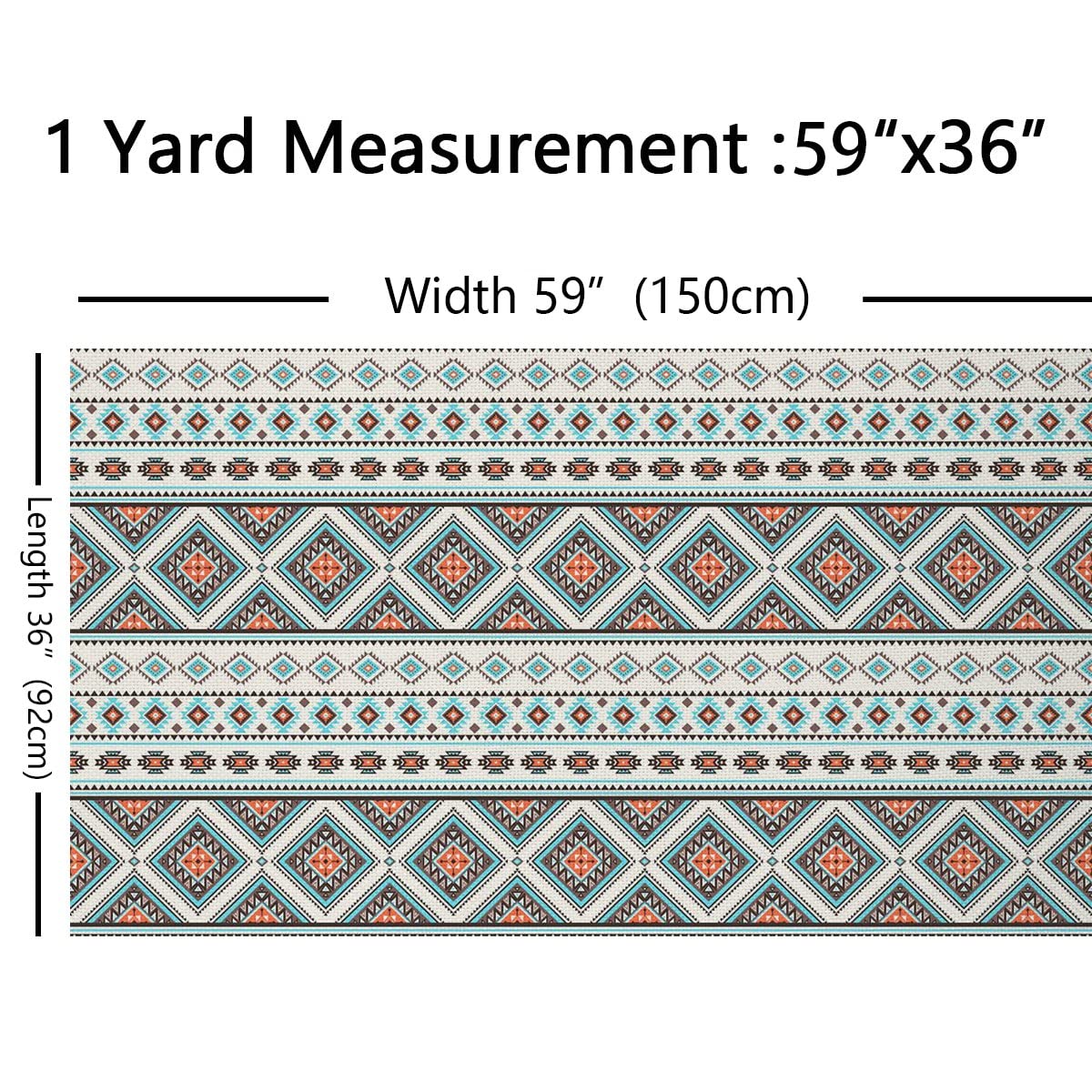 Boho Stoff Meterware Retro Azteken Polsterstoff Ethno Folk Dekorationsstoff Bohemian Stoff für Drinnen und Draußen DIY Kunst Wasserdichter Stoff Zum Quilten Nähen Blau Orange 276 x 150 (HxB)