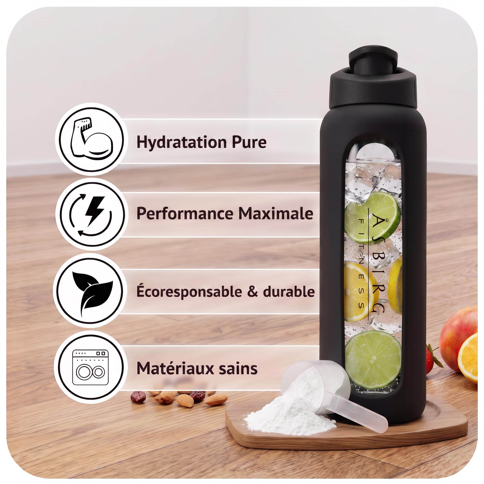 Pack Shakers en Verre 700 ml et 1000 ml | Idéal pour Tous Vos Entraînements