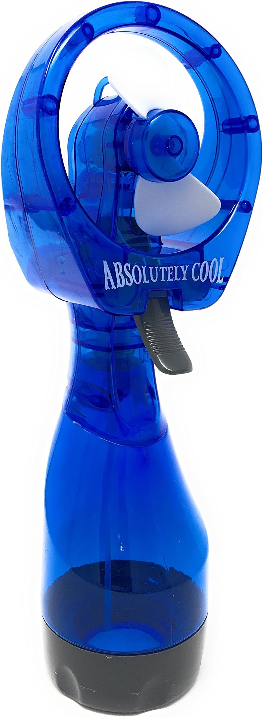 Deluxe Portable, Handheld Battery Operated Personal Misting Fan/Spray Fan with Wide Opening for Ice and Safe Blades, BLUE
