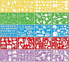 Copeflap Stencil Sheets Set of 20 Stencils Planner Templates Stencil Plates Alphabet Ruler Numbers Letters Drawing (A)