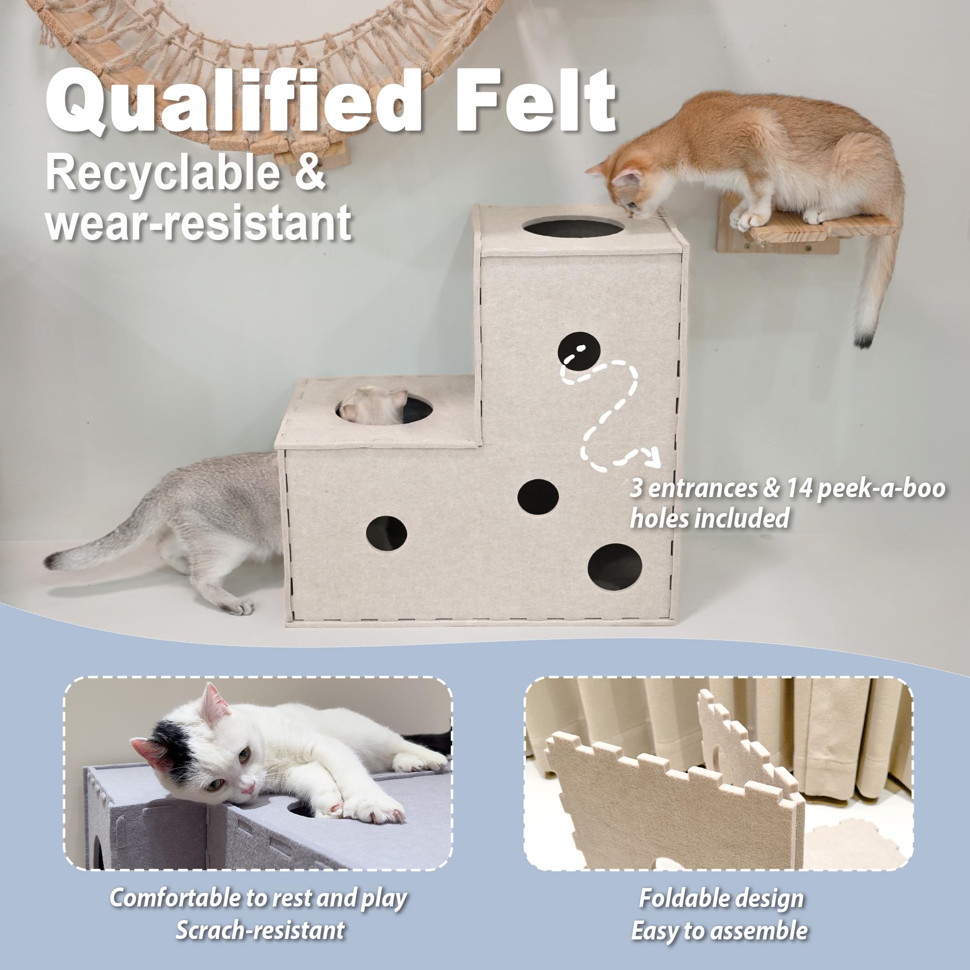 Meeyoview Cat Tunnel Felt Tunnels For Indoor Cats Peekaboo Cat