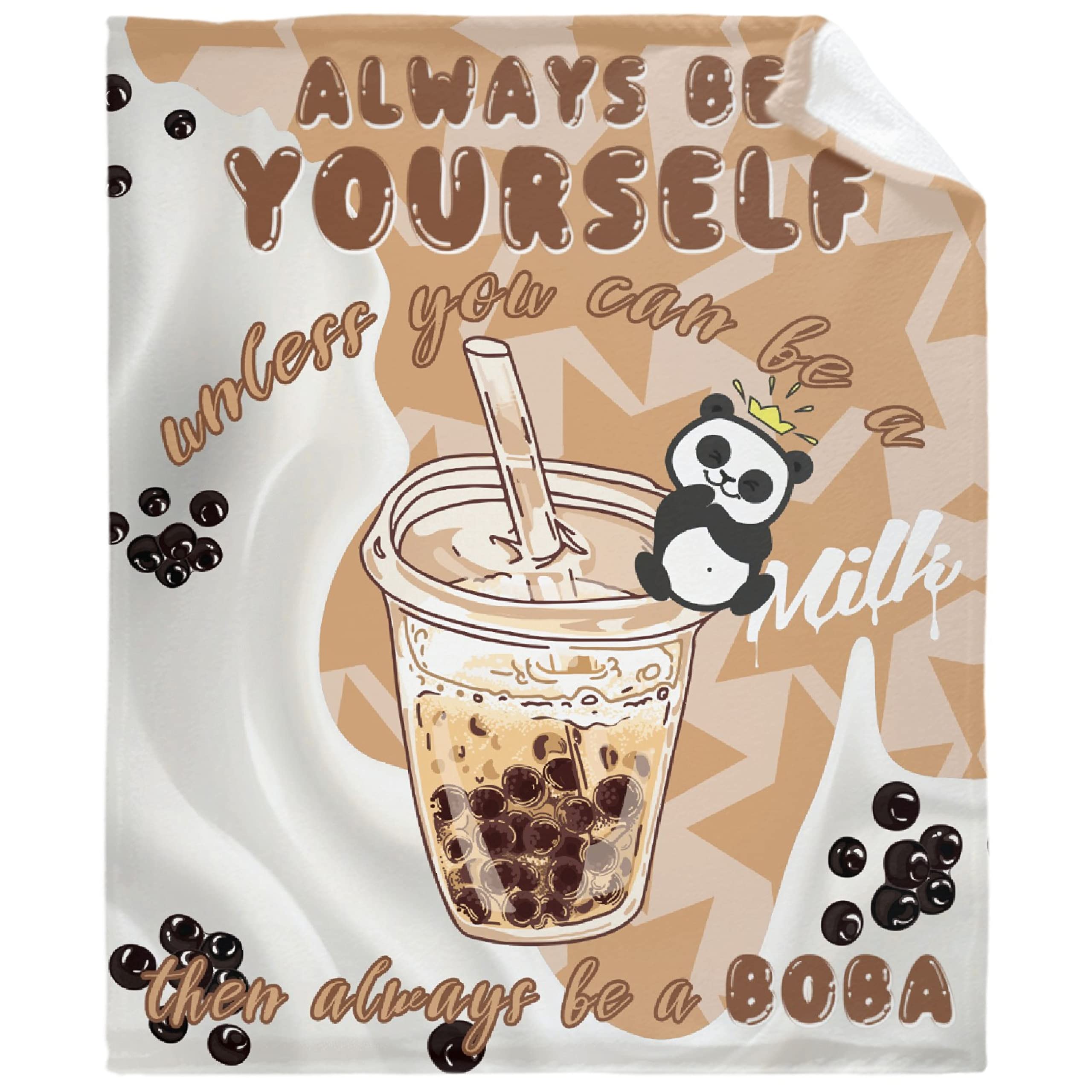 Always Be Yourself Unless You Can Be A Boba Blanket Throws Gift for Girls Boys?Cute Decor Plush Soft Lightweight Flannel Fleece Blankets Manga Quilt for Bed Couch Chair 120x90In Extra Large