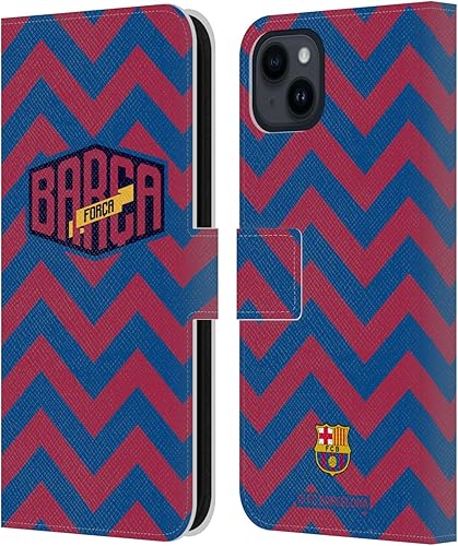 Miniatura 10 de Head Case Designs Officially Licensed FC Barcelona Logo and Pattern Forca Barca Leather Book Wallet Case Cover Compatible with Apple iPhone 15 Plus