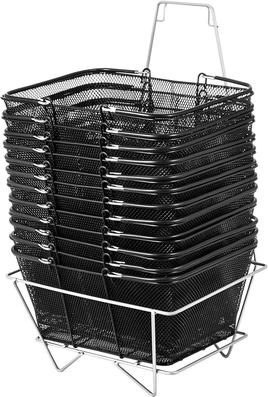 Einkaufskorb-Set, 12-teilig, tragbarer Draht, stapelbar für Lebensmittel, Wäsche, Gepäck – ideal für Supermärkte, Heimorganisation, Veranstaltungen im Freien