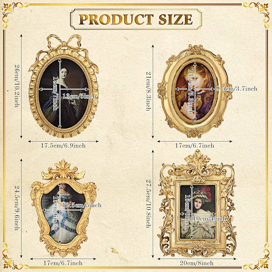 Amazon.com - Geetery 4 Pcs Gold Vintage Picture Frames Set