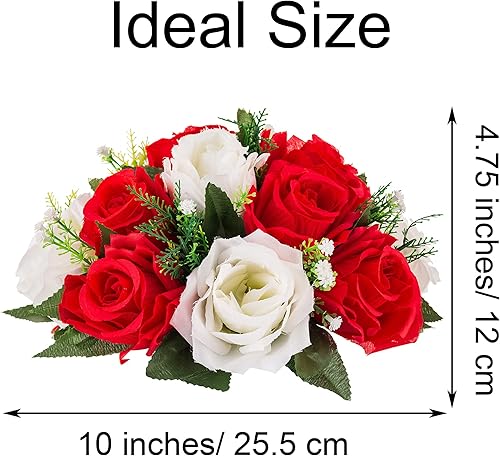 Miniatura 5 de Centros de mesa de flores para mesas de boda decoraciones de mesa de boda, bolas de flores rojas y blancas, centros de mesa para compromiso,
