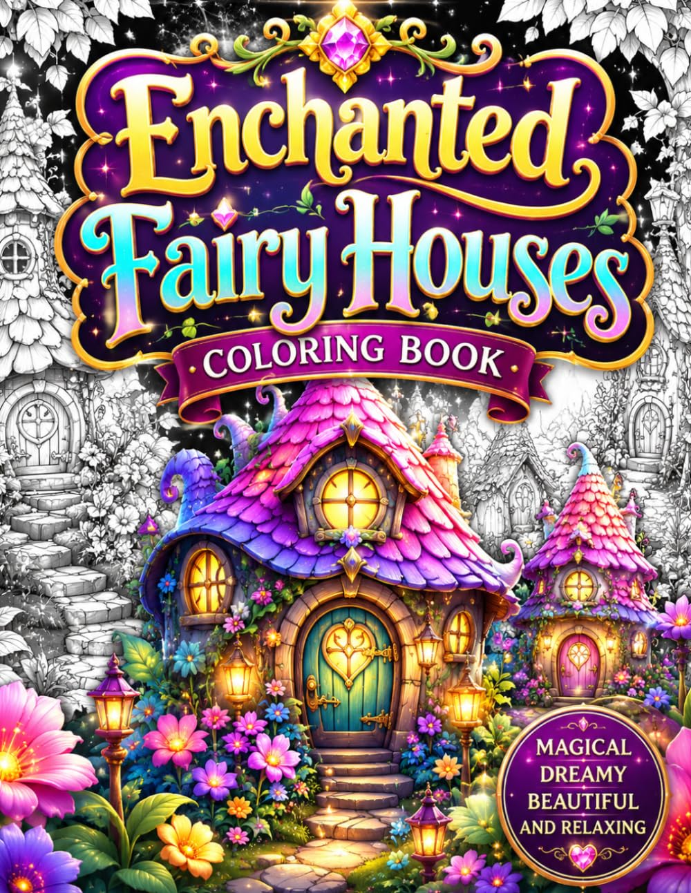 Enchanted Fairy Houses Coloring Book: Escape Into 50 Magical Fairy Cottages, Mushroom Houses, Treehouse Retreats and Whimsical Fantasy Villages for ... Relaxation, Mindfulness and Creative Joy