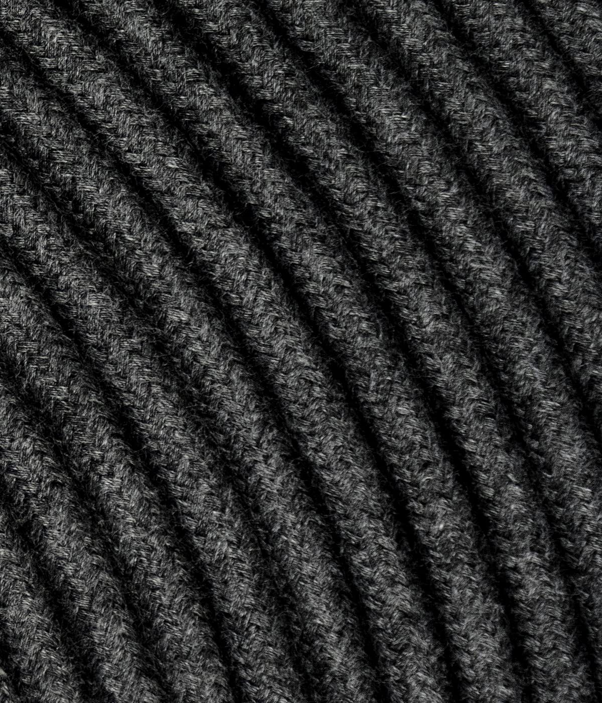 Cable textil para lámpara, cable de tela de 2 hilos (2 x 0,75 mm²), color gris carbón. Fabricado en Italia (50 metros)