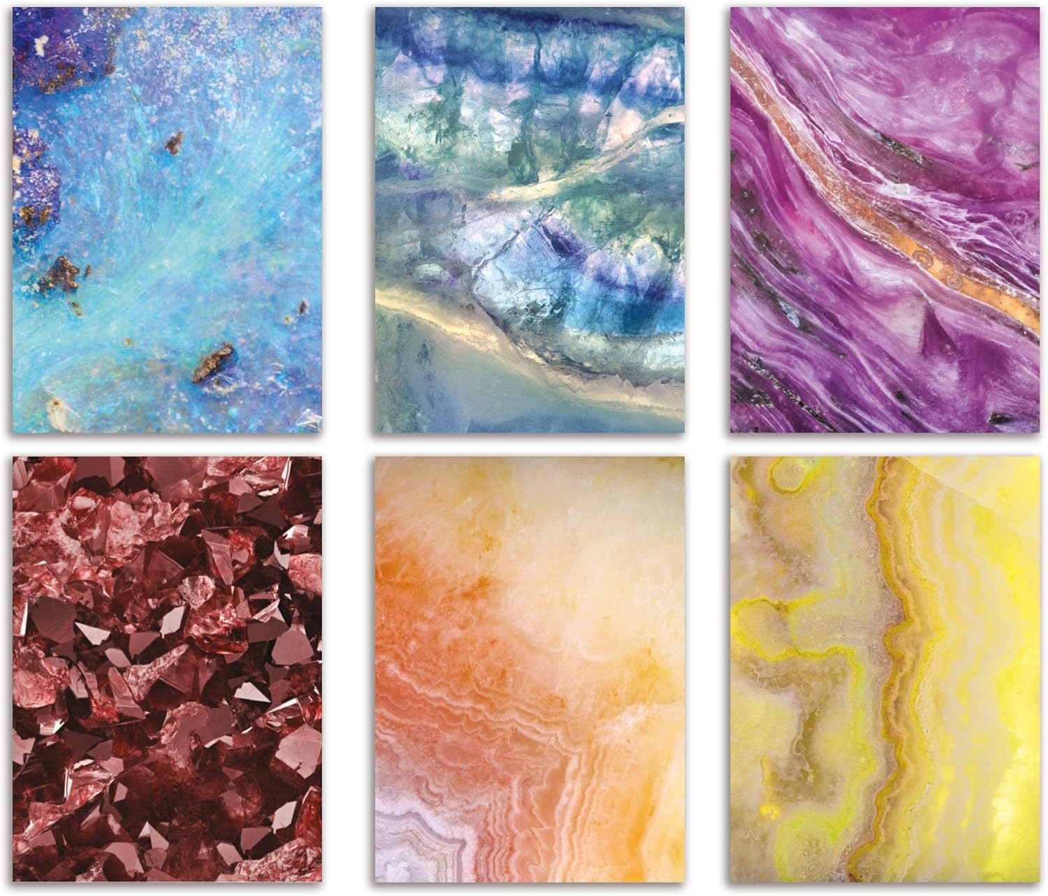 All Occasion Abstract Greeting Cards Boxed Set - 24 Blank Just Because or Thank You Cards w/White Envelopes - Marbled Agate Designs on High-Quality Card Stock by RitzyRose (Mixed Gemstones)