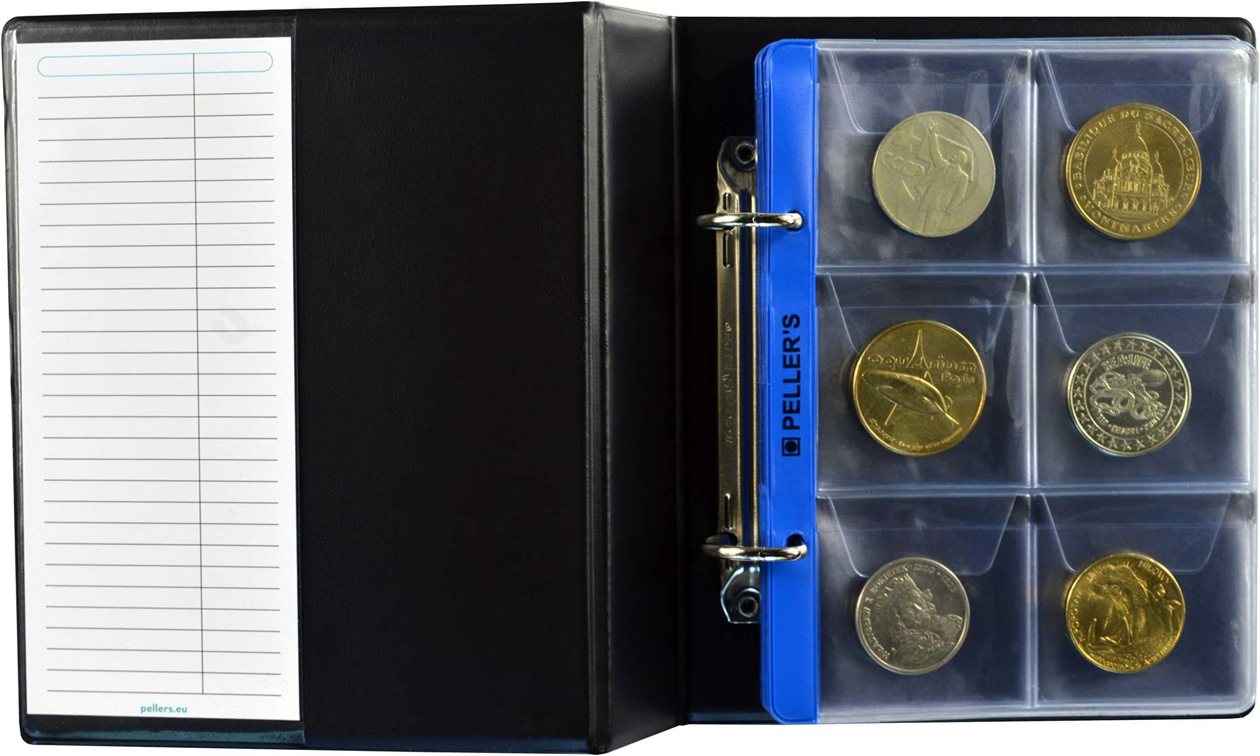 Collection Album, 60 Pockets for Big Coins up to 1.89" (48mm): ยฃ5 Pounds, Chips, Geocaching. 10 Sheets. Coin album S