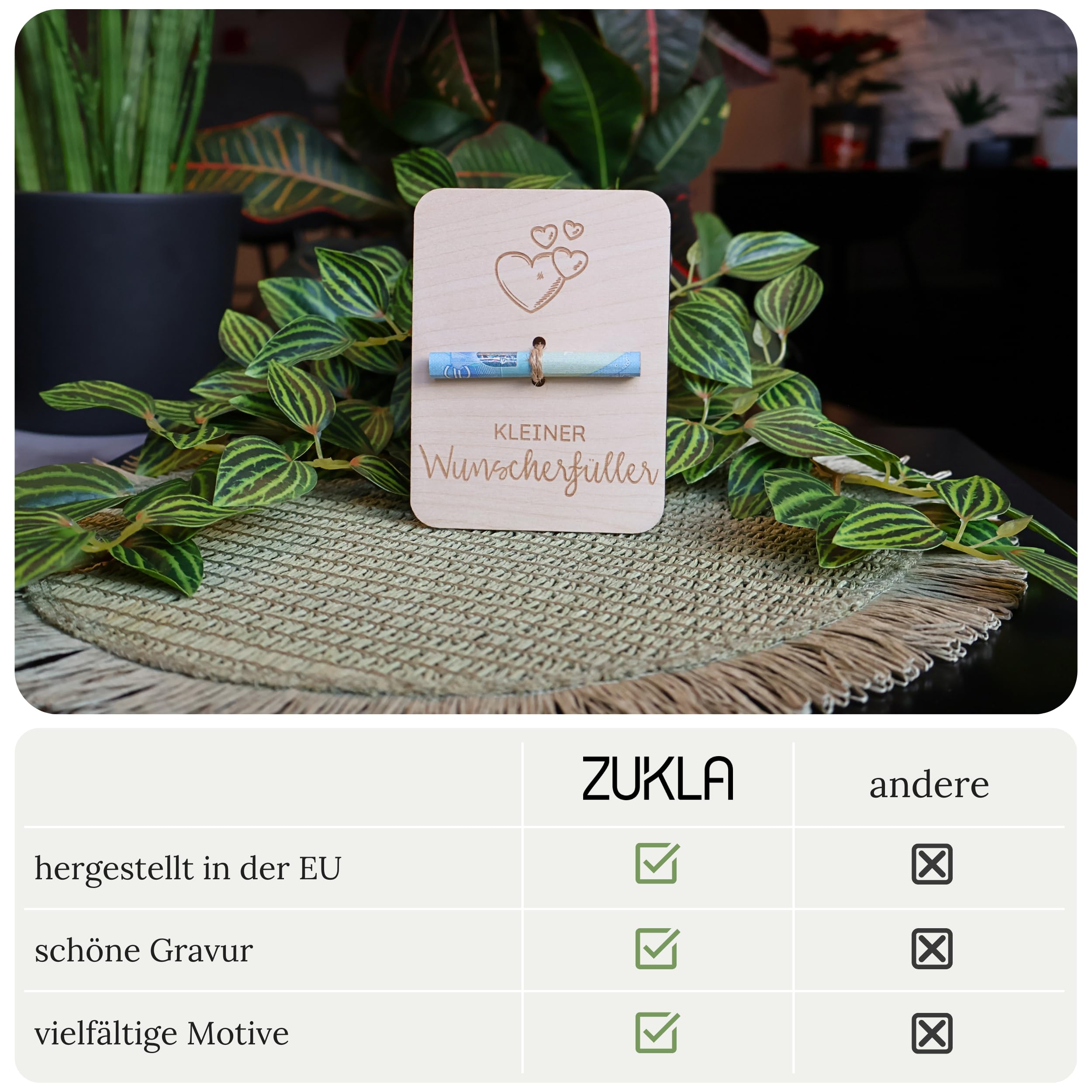 NJCXOLA Cadre Cadeau Argent En Bois Massif – Emballage Anniversaire Original Et Personnalisable Pour Amis Et Famille