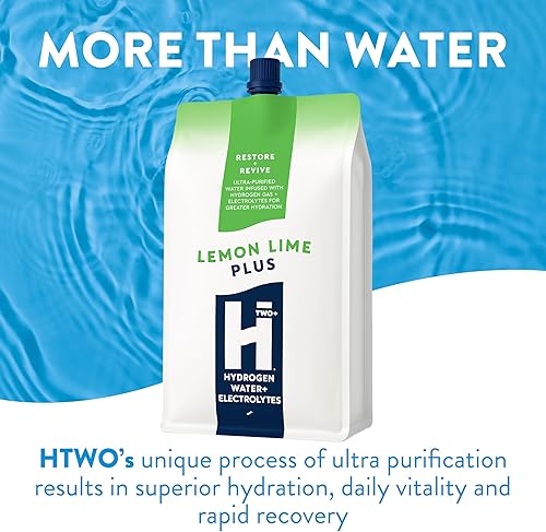 Miniatura 3 de HTWO Plus Agua de hidrógeno molecular con electrolitos, sabor a limón y lima, sin azúcar, paquete de 6 paquetes de 16.9 onzas, paquetes de