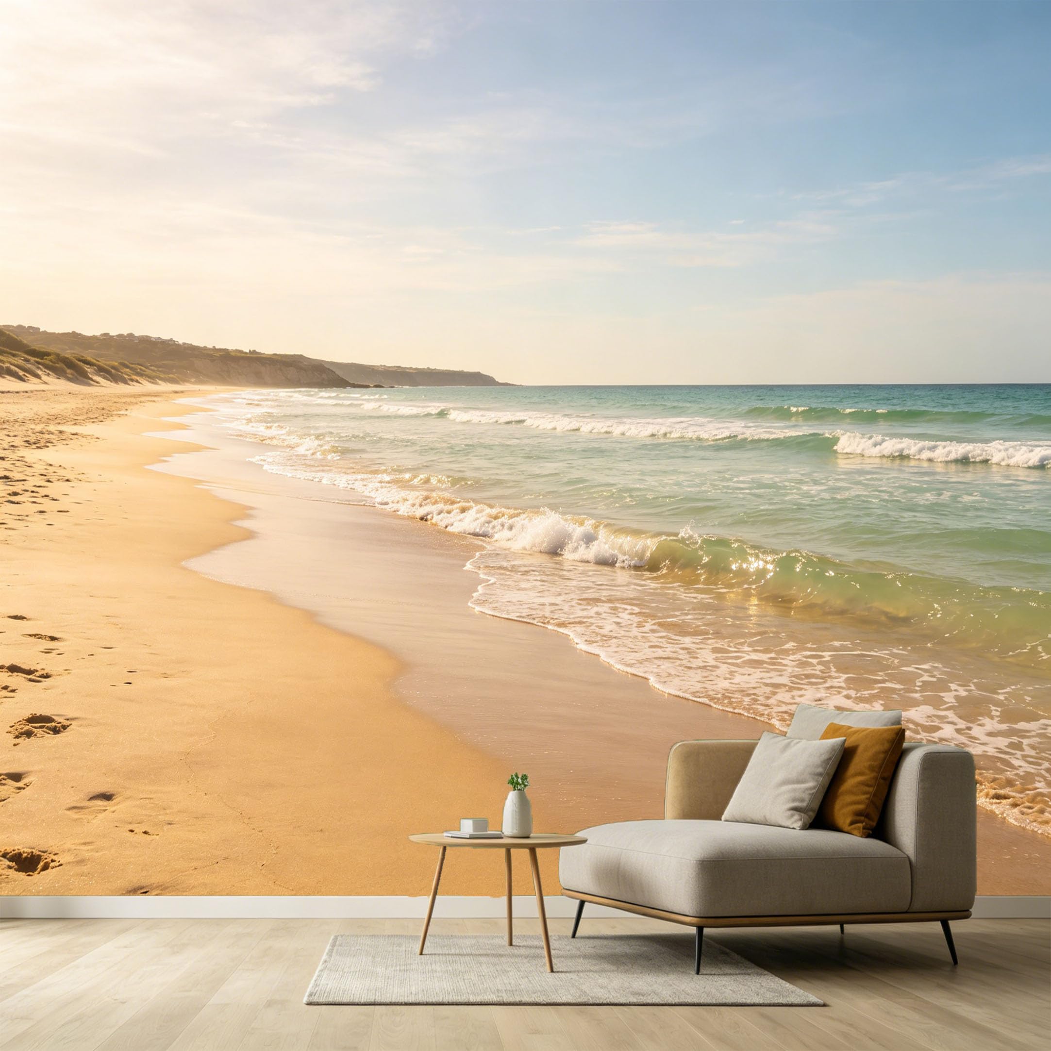 Custom Size Wall Murals Coastal Ocean Marine Shoreline Sand Waves SelfAdhesive Wall Fabric Removable Large Wallpaper for Photo Living Room Interior Decor Wall Art