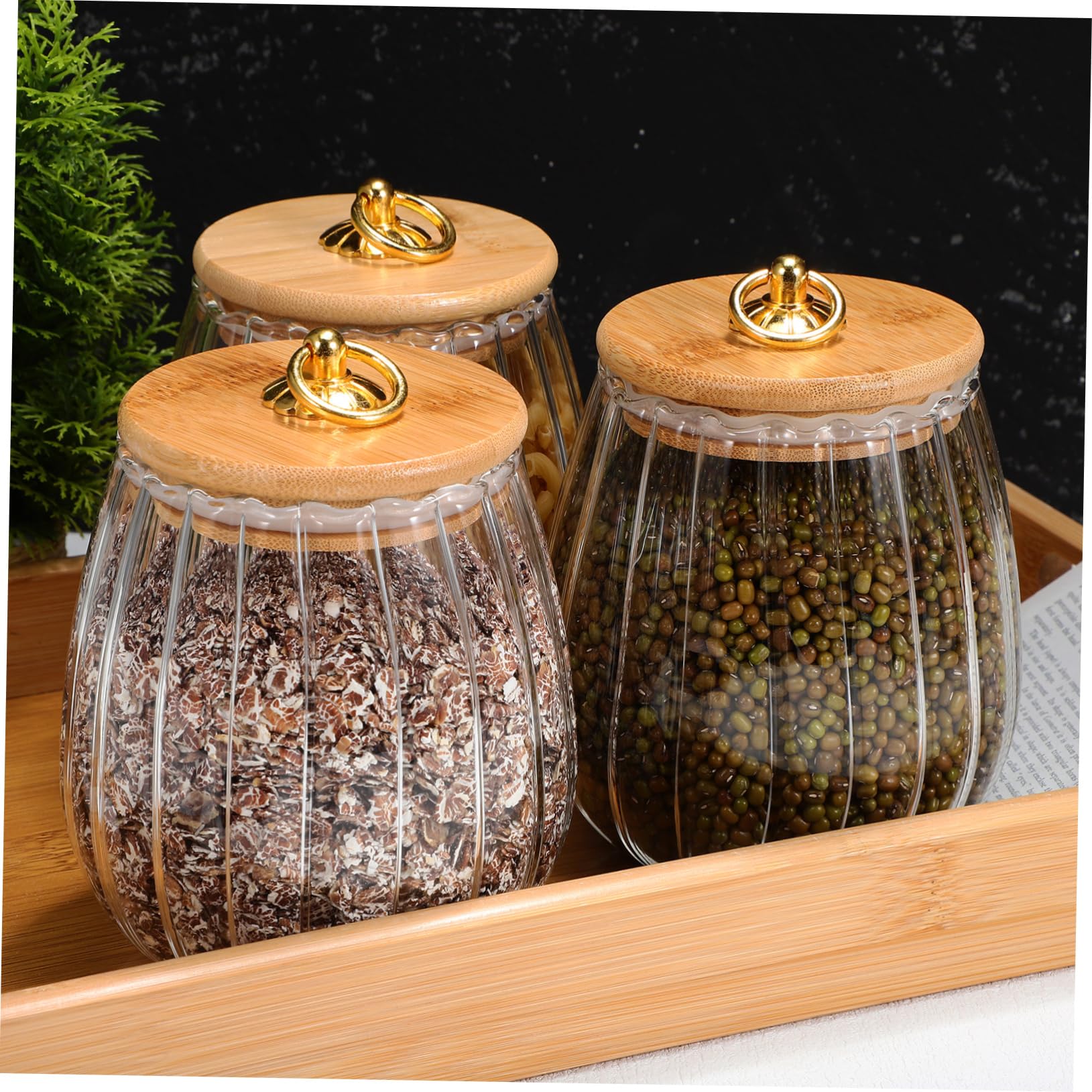 Alipis 4piezas Botes De Vidrio Con Tapa Hermética Diseño De Perfectos Para Cocina y Almacenamiento