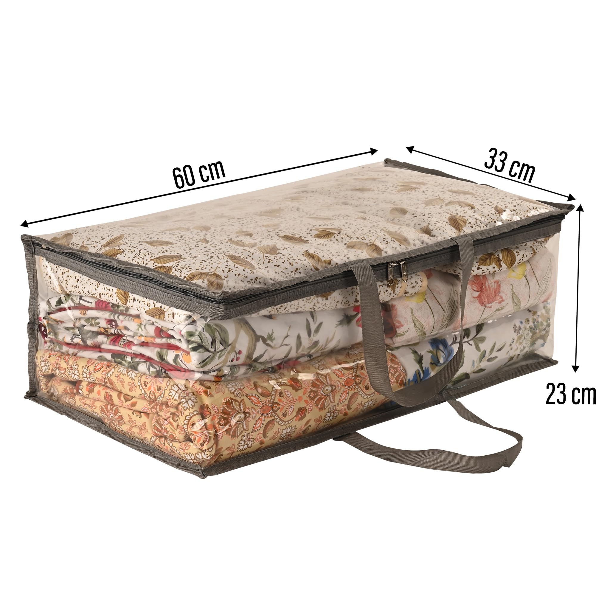 Kuber Industries Wasserdichte Aufbewahrungsbeutel für Kleidung, Kleiderschrank-Organizer, transparente Reise-Organizer-Tasche mit Griff, groß, Grau, 4 Stück