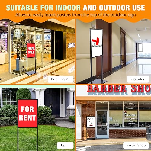 Miniatura 6 de Blulu Paquete de 4 soportes negros para carteles de 23.6 x 31.5 pulgadas, resistentes para exhibición, soporte de póster de doble cara con bases