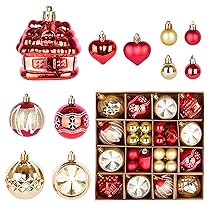 42 pezzi Palline Natale Rosse, palline di Natale 6 cm, 3 cm, decorazioni per albero di Natale con ganci per matrimoni, decorazioni per feste