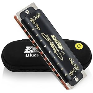 East top Harmonica Key of C 10 Holes 20 Tones 008K Mouth Organ with Black Cover Top Grade