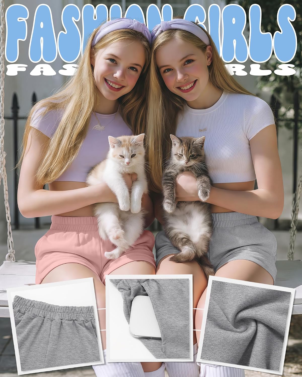 3 Pack Girls Shorts Kids Athletic Summer SweatShorts Casual Teen Cute Loose Elastic Waist Clothes with Pockets