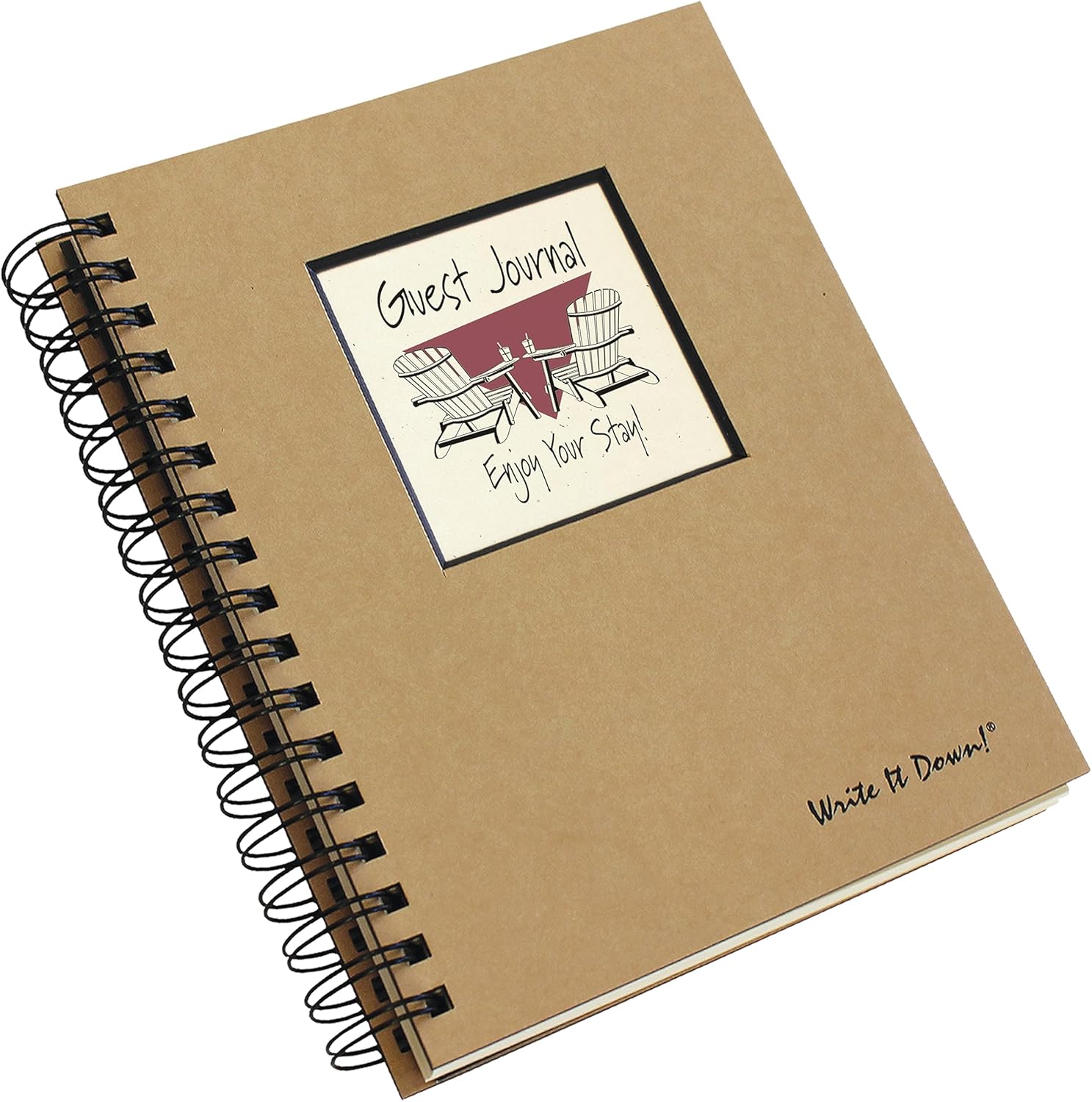 Write it Down series by Journals Unlimited, Guided Journal, Guest Journal, Enjoy Your Stay!, Full-size 7.5"x 9", Kraft Hard Cover, Made in USA