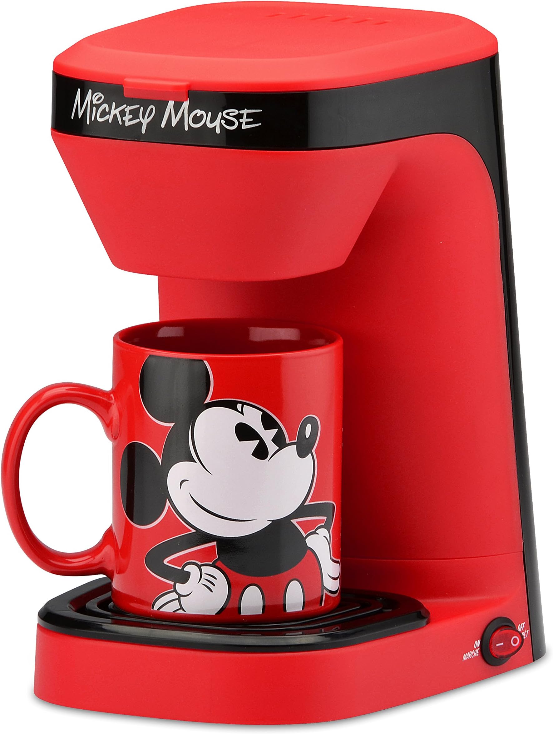 Select Brands Dcm-123CN Mickey Mouse Single Serve Coffee Maker, Red/Black